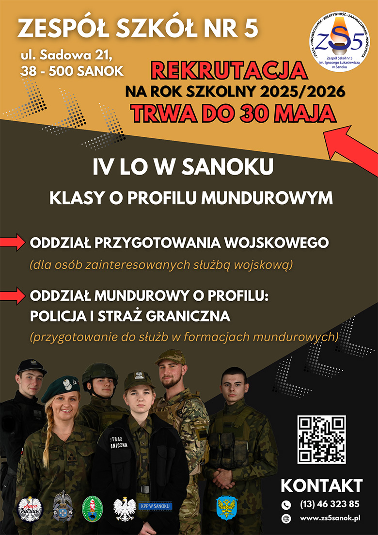 plakat Nabór do IV liceum mundurowego. 