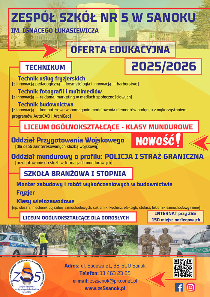 Zespól Szkol nr5 Sanok oferta edukacyjna 2025 26