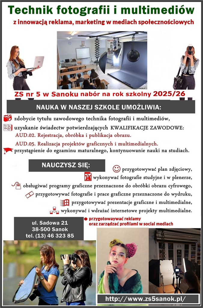 zs5sanok Plakat technik fotografii i multimediów oferta 2025_2026