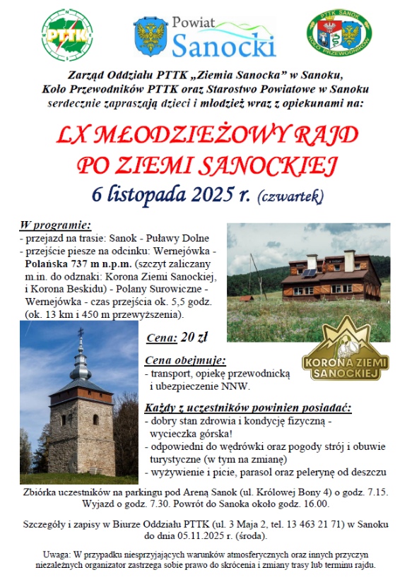 Plakat z informacjami o rajdzie.